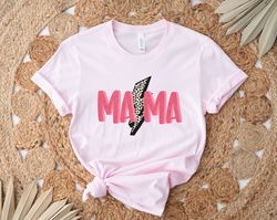 leopard print lightning bolt mama shirt, mother's day shirt, cute mama tee, women's graphic tee, mom mother's day gift,