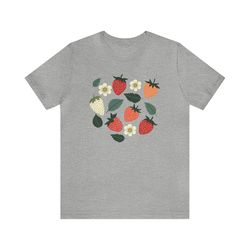 strawberry shirt, cottagecore clothing, strawberries tee, strawberry gift, fruit shirt, summer cottage aesthetic