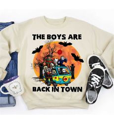 spooky halloween bus shirt, horror movie characters sweatshirt,