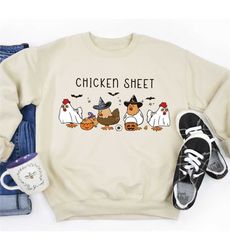 ghost chicken sweatshirt, halloween chicken sweatshirt, women chicken