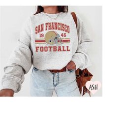 distressed san francisco football sweatshirt sf football crewneck retro niners shirt gift for 49ers football fan san fra