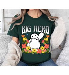 disney pixar big hero floral baymax portrait t-shirt, cute baymax shirt, disneyland trip family matching outfits, magic