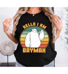 retro big hero hello i am baymax shirt, cute baymax shirt, big hero 6 shirt, disneyland trip family matching outfits, ma