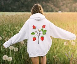 strawberry hoodie | cottagecore hoodie | strawberry clothes | botanical hoodie | strawberry herb plant | strawberry aest