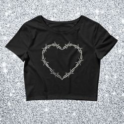 wire heart y2k baby tee preppy stuff baby tee y2k alt clothing sexy clothes bimbo clothing unhinged crop top bimbocore w