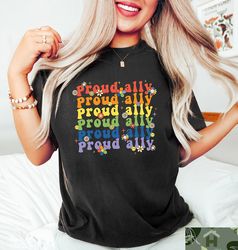 retro comfort proud ally shirt, rainbow pride shirt, lgbtq pride month shirt, support lgbtq shirt, lesbian pride shirt,