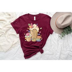 carrot latte coffee shirt, easter shirt, easter beverages shirt with hearts, macaroon and cupcake shirt