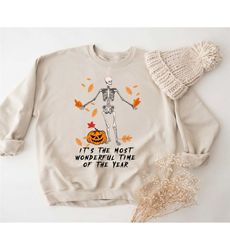 it's the most wonderful time of the year sweatshirt, halloween skeleon sweatshirt, fall aesthetic sweatshirt, witchy hoo