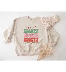 merry christmas sweatshirt, womens christmas sweatshirt, cute christmas sweatshirts, christmas gift for women, retro chr