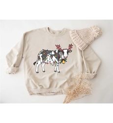 cute cow christmas sweatshirt, 2023 merry christmas sweat, merry christmoos, 2023 happy new year, christmas sweatshirt,