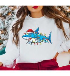 comfort colors christmas shark shirt, funny christmas shirt, hat shark christmas shirt , animal shirt, holiday shark xma