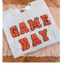 game day/ basketball/ sweatshirt/ chenille lettering/ pink and