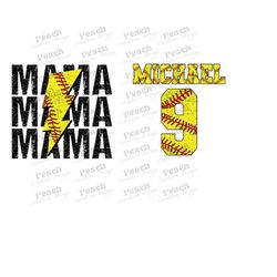 custom softball mama png, personalized name, softball mama