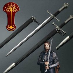 lord of the rings anduril sword of strider, custom engraved sword, lotr sword, king aragorn ranger sword, lotr