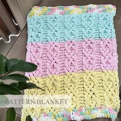 alize puffy blanket pattern, finger knit blanket pattern, loop yarn blanket pattern, do it yourself