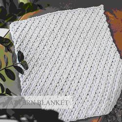 loop yarn blanket pattern,  alize puffy blanket pattern, finger knit blanket pattern, diagonal pattern