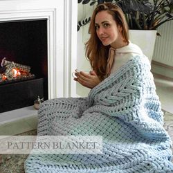 loop yarn blanket pattern, finger knit blanket pattern, blanket knitting pattern, lovely home blanket pattern