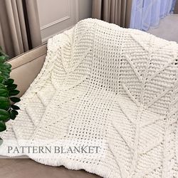 alize puffy yarn pattern, finger blanket pattern, loop yarn blanket pattern, the wavy tree blanket pattern