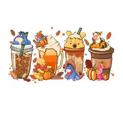 pooh fall thanksgiving coffee png, thanksgiving pumpkin png, coffee png, christmas logo png, instandownload