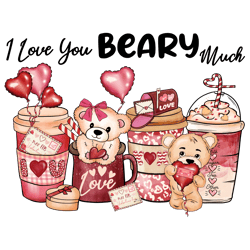 i love you beary much png, coffee valentine png, valentine clipart, valentine sublimation, holiday png, png file