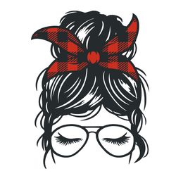 bun girl plaid svg, buffalo plaid christmas svg, buffalo plaid svg, digital download