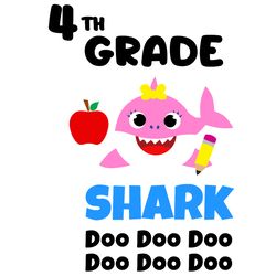 4th grade svg, birthday shark svg, baby shark svg, baby shark clipart, shark clipart, shark svg, digital download-1