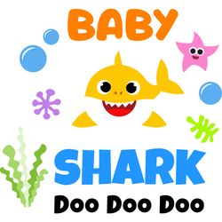 baby shark yellow svg, baby shark family svg, baby shark birthday family svg, shark family svg, shark svg, cut file-3
