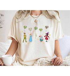 retro peter pan shirt, wendy darling, smee, tinker bell, captain hook t-shirt, mickey balloon, disney family vacation, d