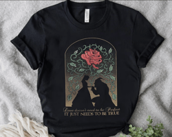 beauty and the beast quotes & enchanted rose belle princess retro shirt, magic kingdom unisex t-shirt family birthday gi