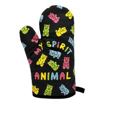 spirit animal gummy bears oven mitt, housewarming gift,