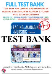 leading and managing in nursing 8th edition by patricia s. yoder-wise test bank