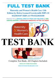 maternity and women's health care 13th edition by deitra leonard lowdermilk test bank