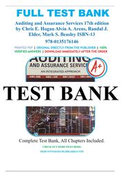 auditing and assurance services, 17th edition, alvin a arens test bank