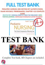 davis advantage for pediatric nursing the critical components of nursing care 2nd edition by kathryn rudd test bank