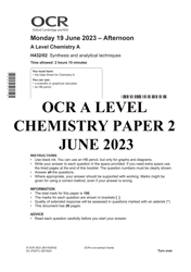 ocr a level chemistry paper 2 (h432/02 synthesis and analytical techniques) question paper for june 2023