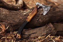 handmade hatchet with leather sheath , custom viking axe , nordic axe , battle axe , gift for him , gift, best birthday