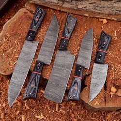 handmade damascus chef set of 5 piece's custom handmade chef set handmade