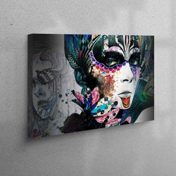 3d canvas, canvas, wall decor, abstract woman drawing, modern wall decor, woman portrait wall art, woman canvas art, abs