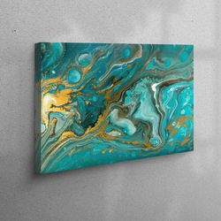 3d canvas, large canvas, canvas home decor, blue and gold marble, contemporary canvas decor, shimmery artwork, alcohol i