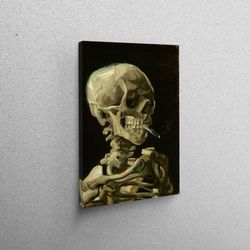 canvas home decor, canvas decor, large wall art, smoking skull poster, skeleton smoking canvas, smoking 3d canvas, smoke