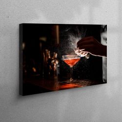 canvas home decor, custom canvas, custom wall decor, drink poster, kitchen wall decor, drink glass wall art, pub canvas