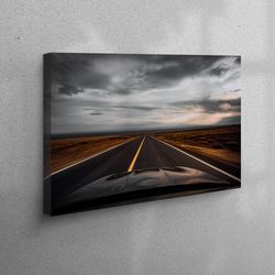 canvas print, 3d canvas, living room wall art, asphalt road landscape, view canvas print, road landscape art canvas, roa