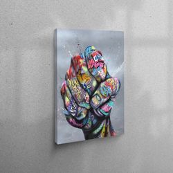 canvas wall art, canvas art, canvas print, fist graffiti printing, inspirational printed, fist graffiti poster, street a