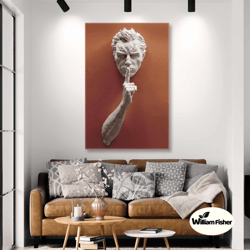 silence statue wall art, modern room wall decor, living room wall art, roll up canvas, stretched canvas art, framed wall