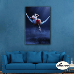 woman sitting moon city landscape cloud fog roll up canvas, stretched canvas art, framed wall art painting