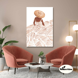 woman wall art, boho canvas art, aesthetic wall decor, roll up canvas, stretched canvas art, framed wall art painting