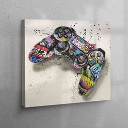 game console canvas, graffiti canvas, banksy console wall art, banksy table, 3d canvas, painting artwork, gift for the h