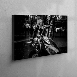 garage wall decor, motorcycle poster, rainy day wall art, canvas wall art, gift for him, wall decoration, holiday decor,