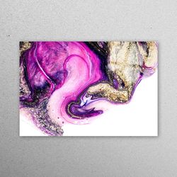 glass printing, mural art, glass wall art, purple and gold marble, gold marble wall decor, luxury marble wall decoration
