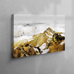 landscape canvas poster, golden mountains canvas poster, scandinavian artwork, room decor art canvas, view canvas art, p